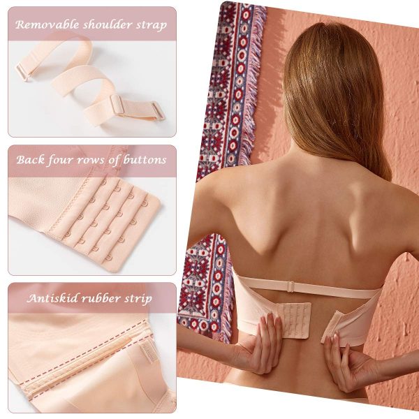 Naisten Push Up Bandeau Rintaliivit - Muunneltavat Olkaimettomat Rintaliivit - Image 4