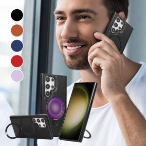 Magneettisesti Ladattava Nahkainen Puhelinkotelo Samsungille