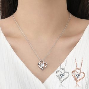 Elegantti Kaksinkertainen Sydänkaulakoru - Zirkoniatähdellä Koristeltu