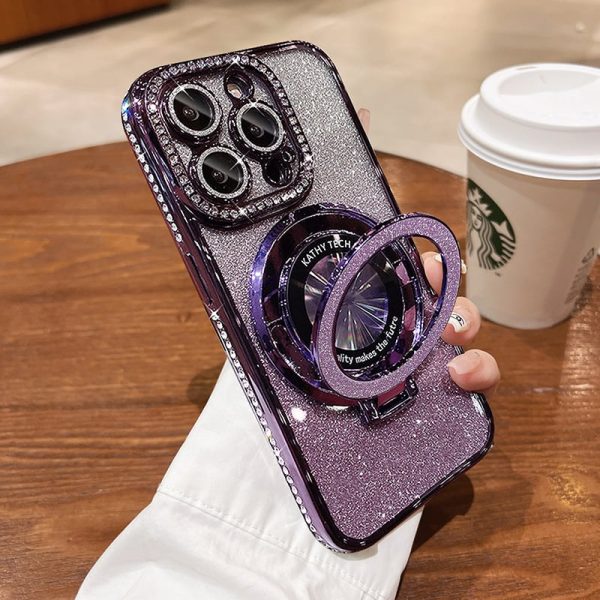 Glitter Strassit Magneettinen iPhone Kotelo Näkymättömällä Telineellä - Image 3