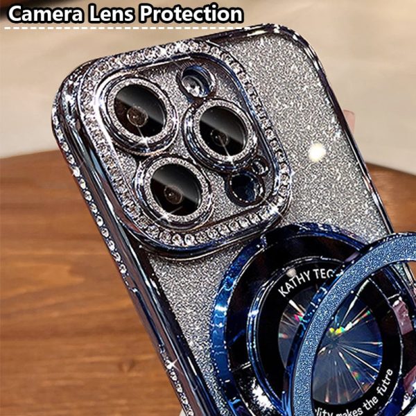 Glitter Strassit Magneettinen iPhone Kotelo Näkymättömällä Telineellä - Image 4