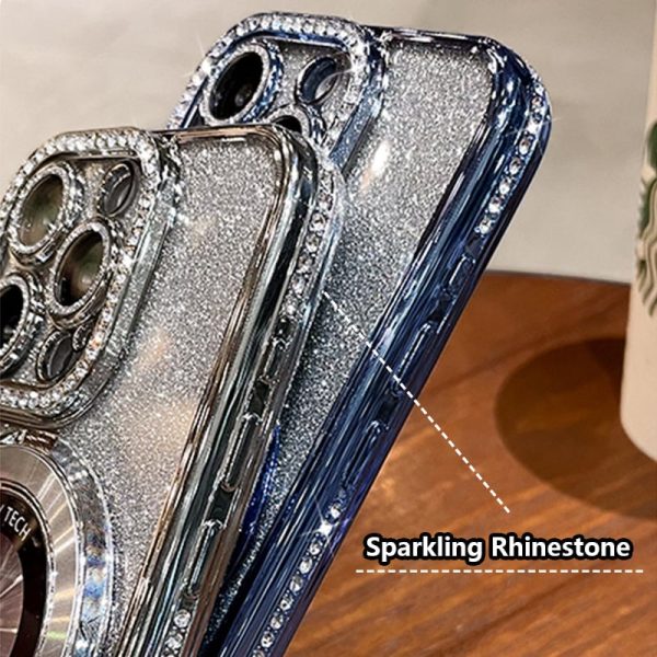 Glitter Strassit Magneettinen iPhone Kotelo Näkymättömällä Telineellä - Image 2