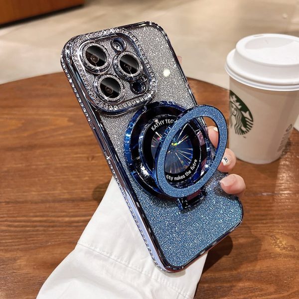Glitter Strassit Magneettinen iPhone Kotelo Näkymättömällä Telineellä - Image 9