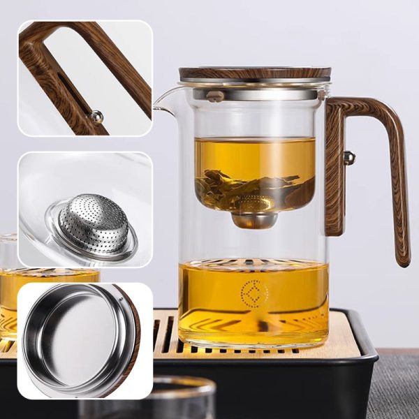 Premium Vesierotteluteekannu Elegantti Puukahva & Borosilikaattilasi - Image 6