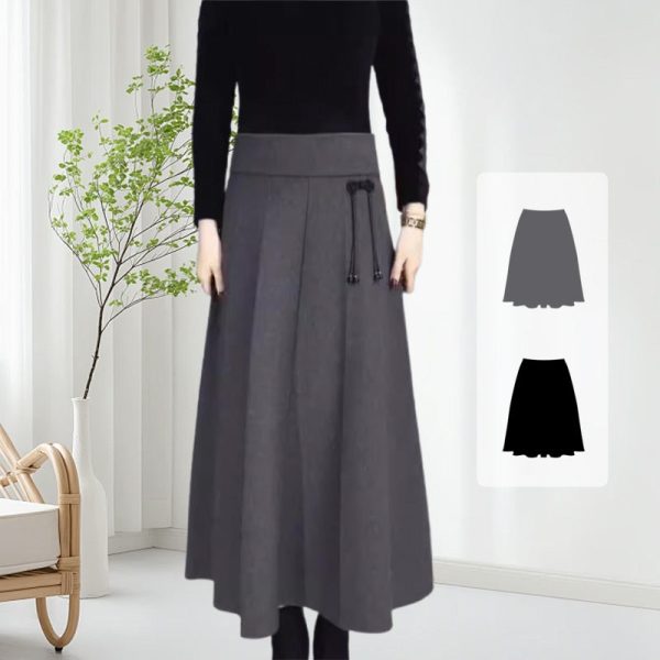 Naisten Korkeavyötäröinen Pitkä Talvihame - Elegantti ja Lämmin - Image 2